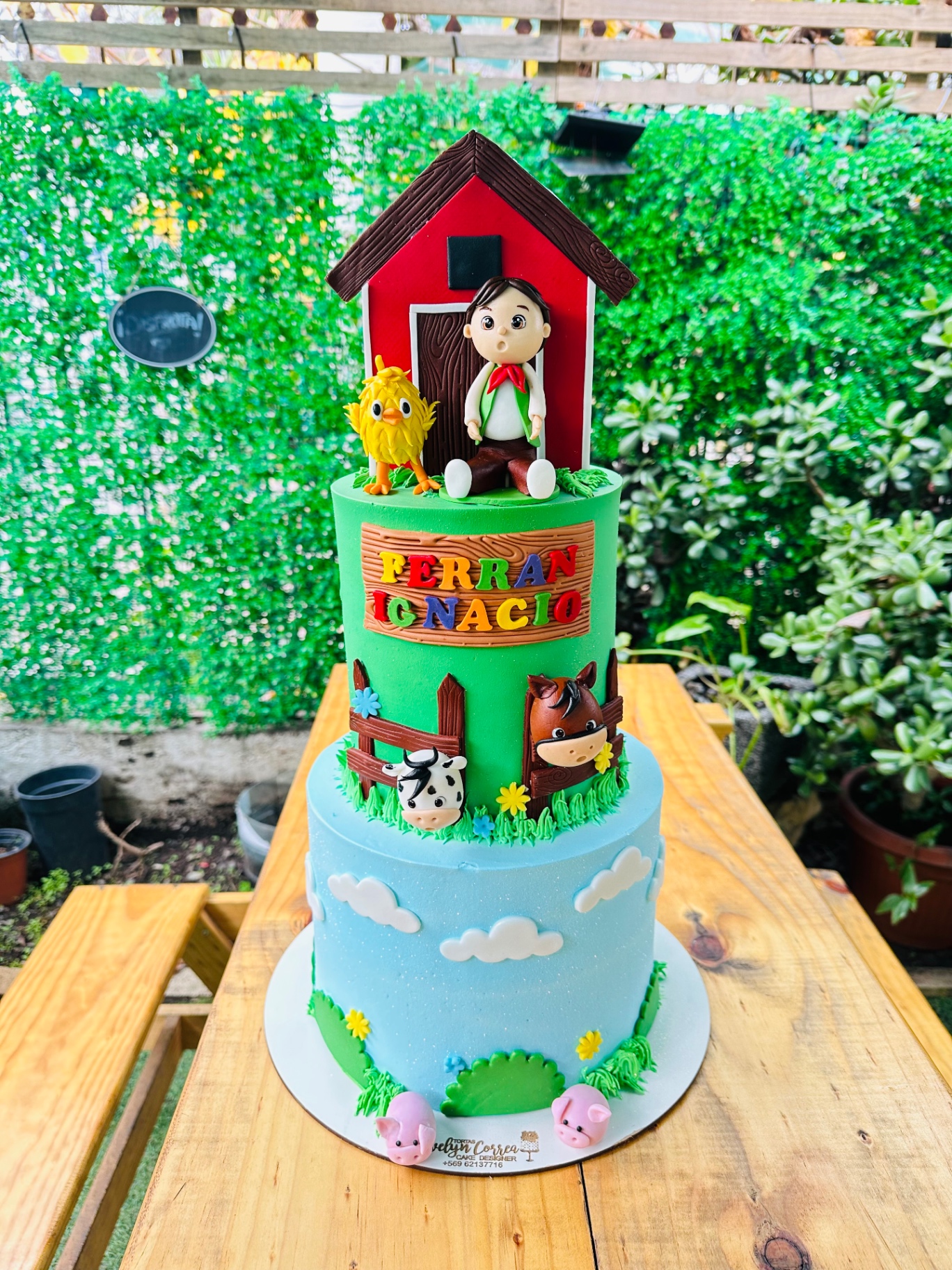 Torta personalizada temática granja con animalitos